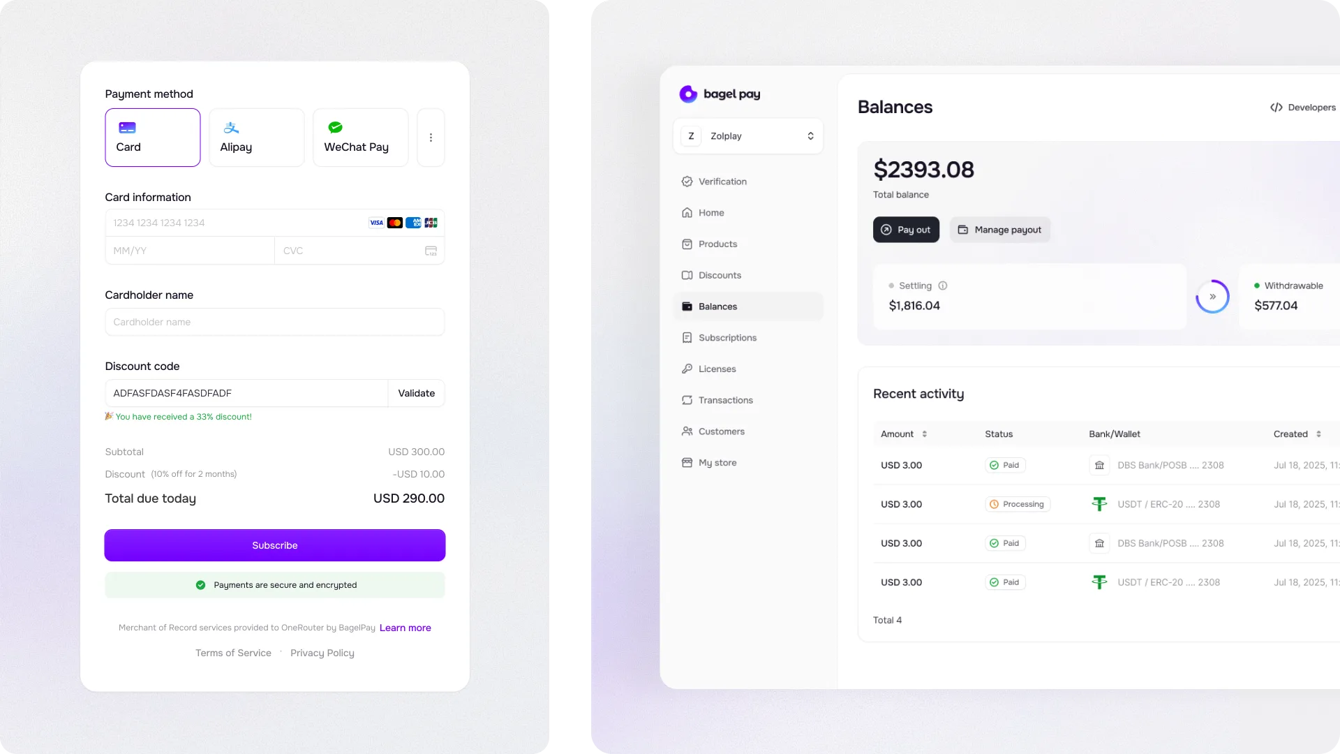 BagelPay showcase — plate 05
