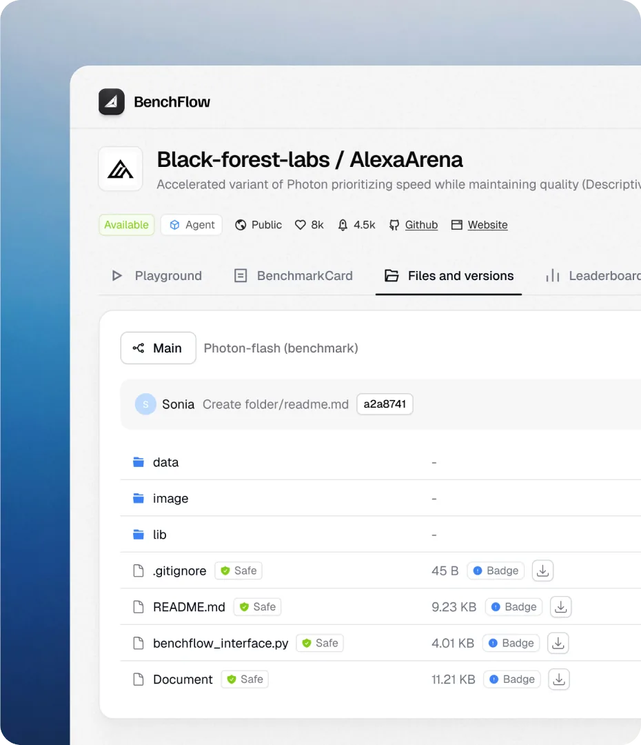 Benchmark detail — files and versions