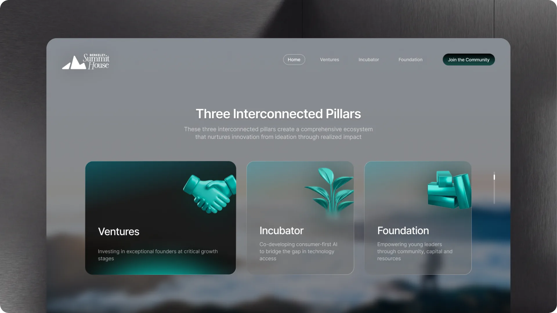 Three Interconnected Pillars — Ventures, Incubator, Foundation