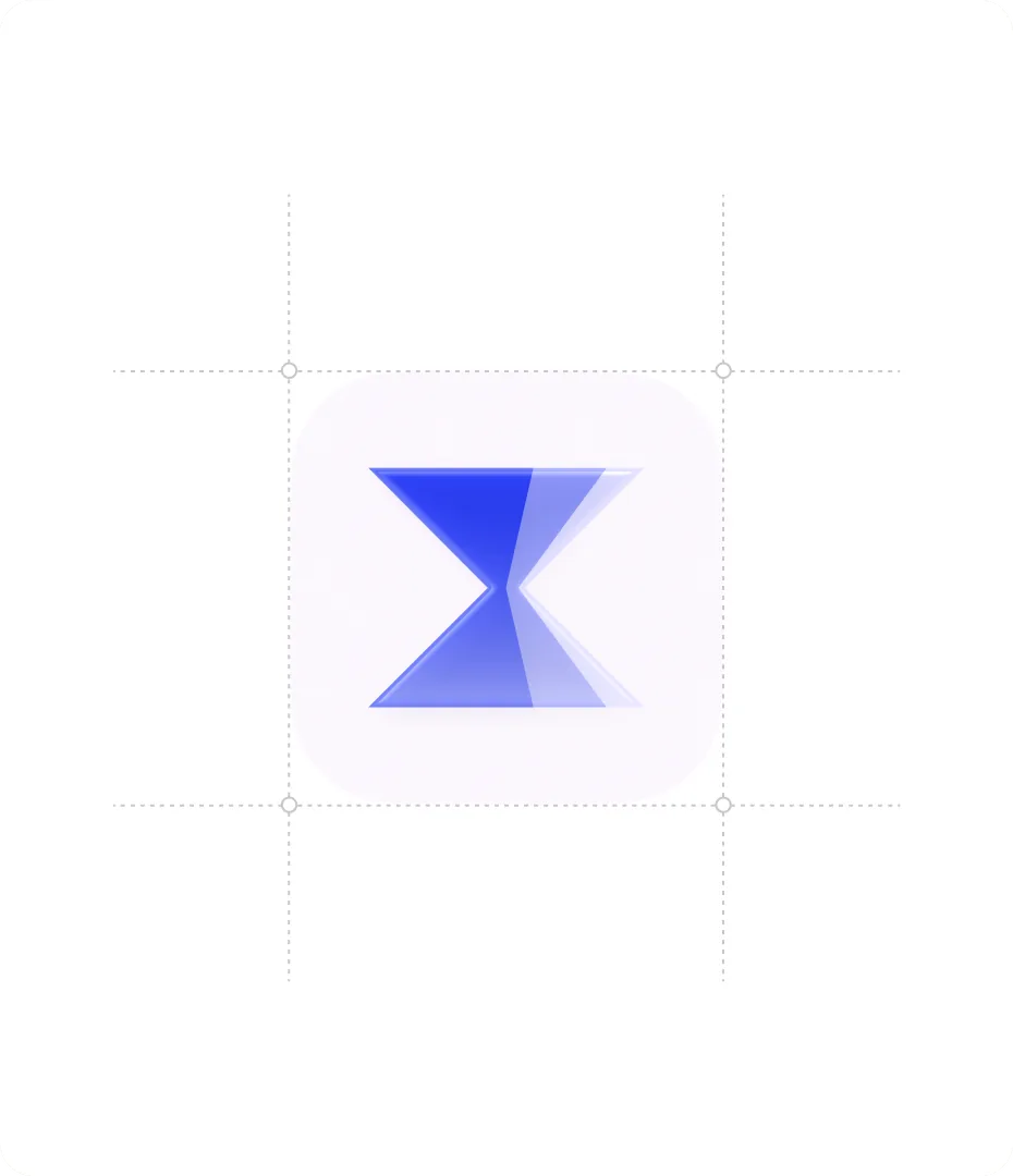 The Cronus hourglass mark on a construction grid