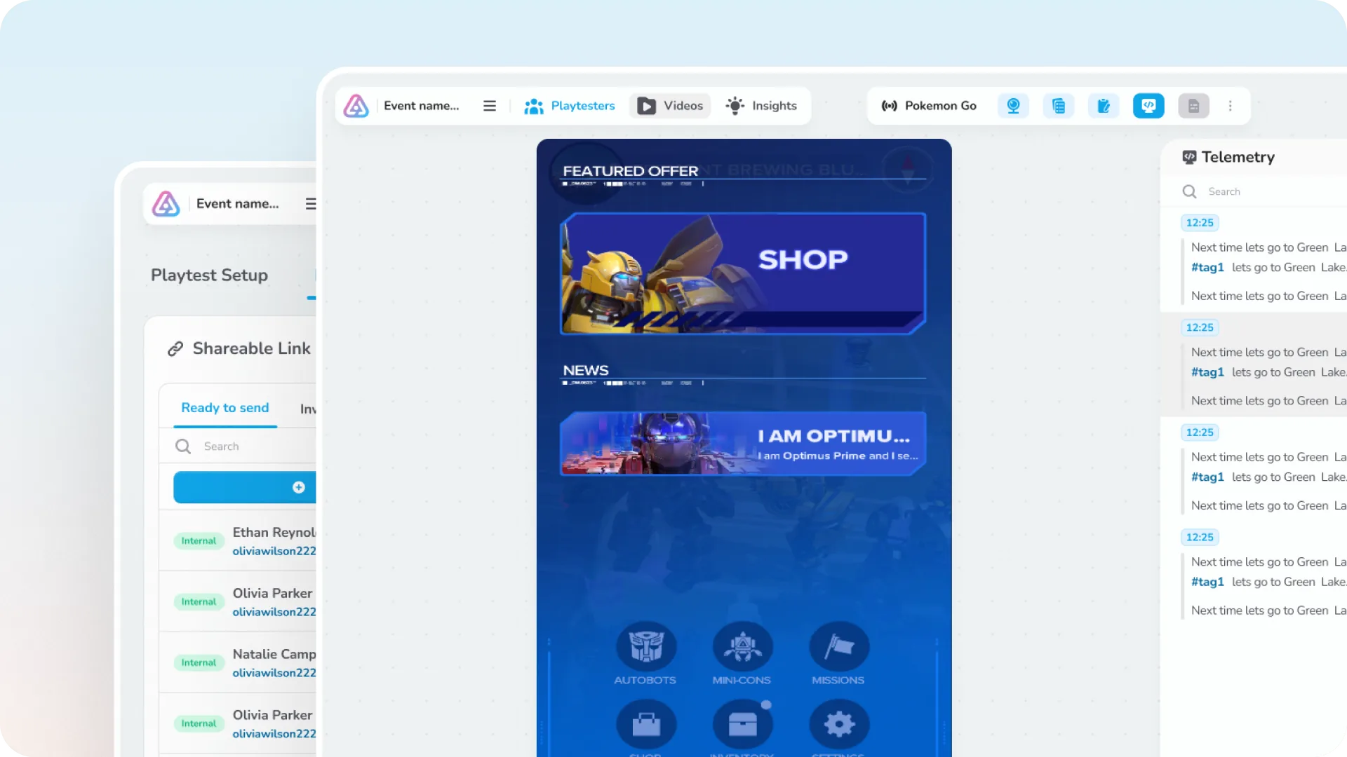 A playtest session — a mobile game capture beside the player notes